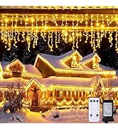 JMEXSUSS 38.8FT Icicle Lights for Outside, 400 LED Icicle Christmas Lights Outdoor Indoor Plug in...