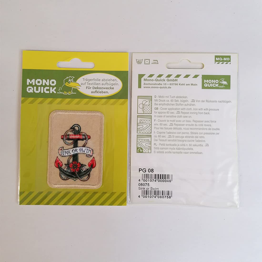 Mono-Quick Toppa termoadesiva da applicare con ferro da stiro, motivo: sole giallo, 3,5 cm