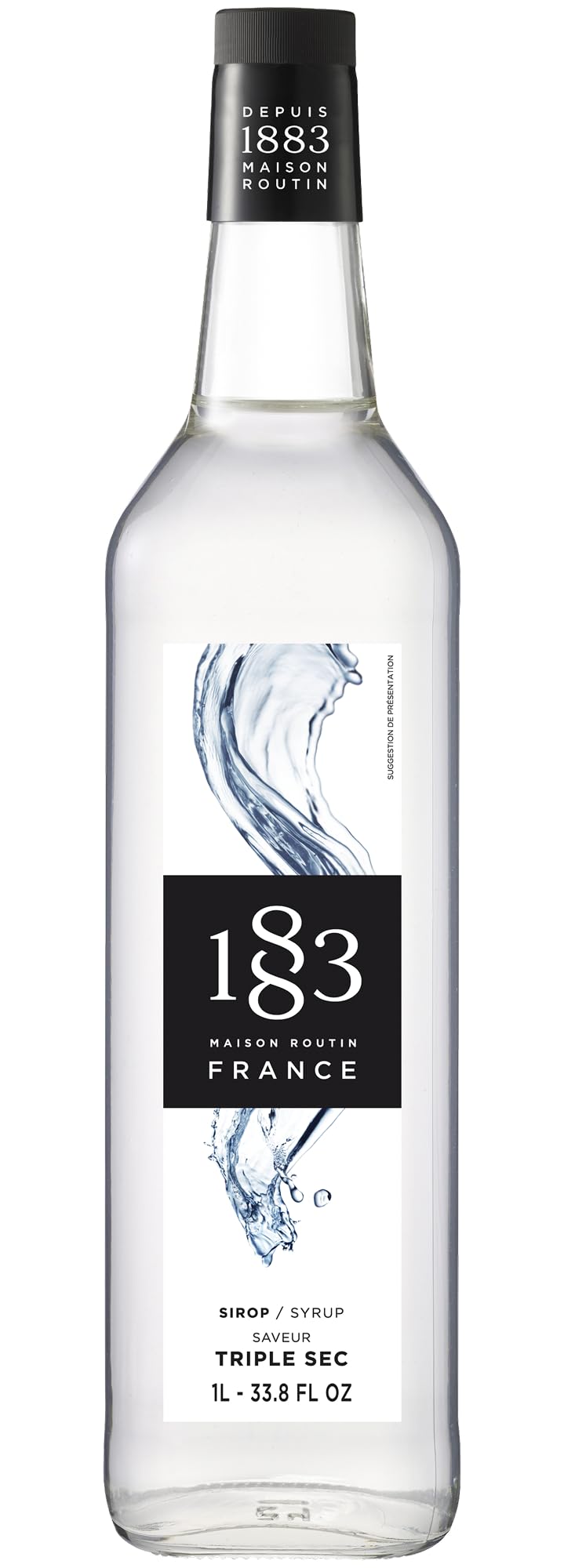 1883 Maison Routin Premium Triple Sec Syrup for Cocktails, Mocktails & Lemonade, Orange Citrus Notes, Vegan, No Artificial Ingredients, Colours or Preservatives - 1L Glass Bottle