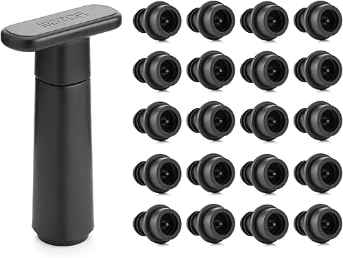 WOTOR Wine Saver Vacuum Pump with 20 Stoppers, Wine Stopper
