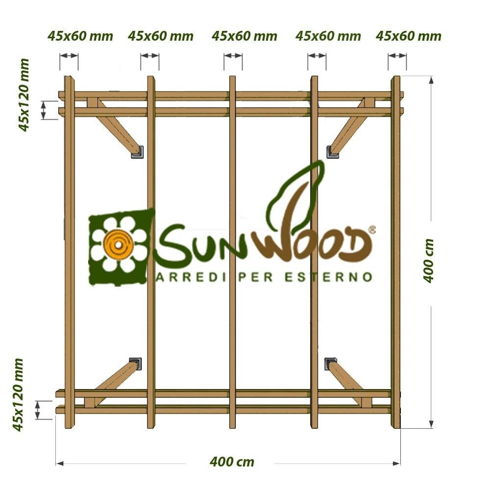 Pergola für den Garten, 300 x 300 cm, aus imprägniertem Kiefernholz, Klasse 4, personalisierbar