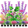 QUOZUO Aquarium Decorations Plants, 20pcs Aquarium Decor Plants, Colorful Fish Tank Accessories, Fish Tank Plants Plastic Decoration for Aquariums