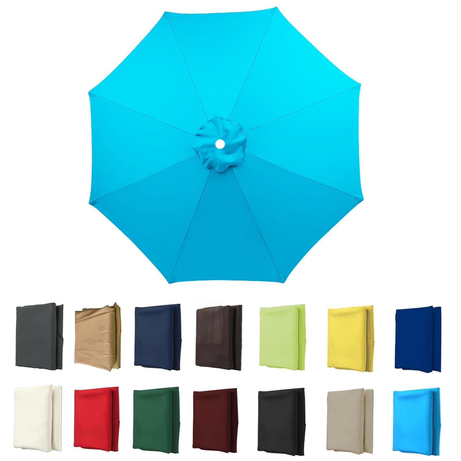 2m-3.5m Replacement Parasol Canopy, Umbrella Replacement Fabric, UPF 50+ Garden Parasol Replacement Canopy, Outdoor Replacement Fabric, 6/8 Rib for Garden Umbrella (Lake blue,6ribs:2.7m/8.8ft)