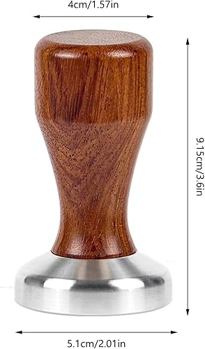 Miniatura 5 de Paquete de 2 manipuladores de café, prensa de acero inoxidable de 2.008 in2.283 in con mango de madera, prensa de polvo, compresor de café molido