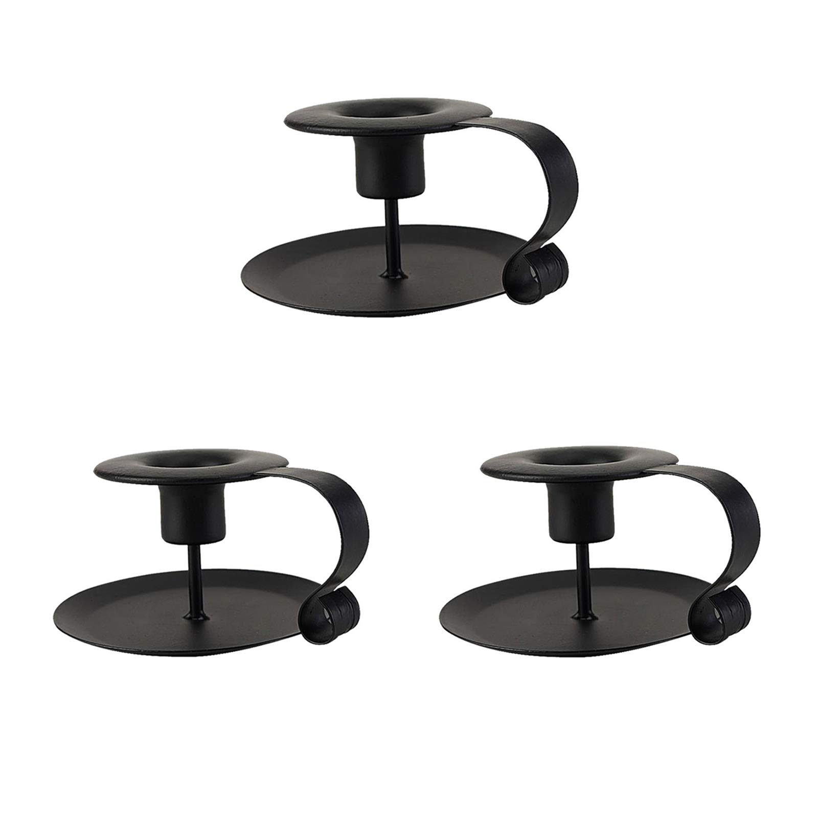 JOUDOO Wrought Iron Candlesticks for Taper Candles, Vintage Style Candelabrum for Table, Candlelight Dinner, Birthday, Festival, Christmas, Halloween Decorations Indoor, Black Candle Holder (3)