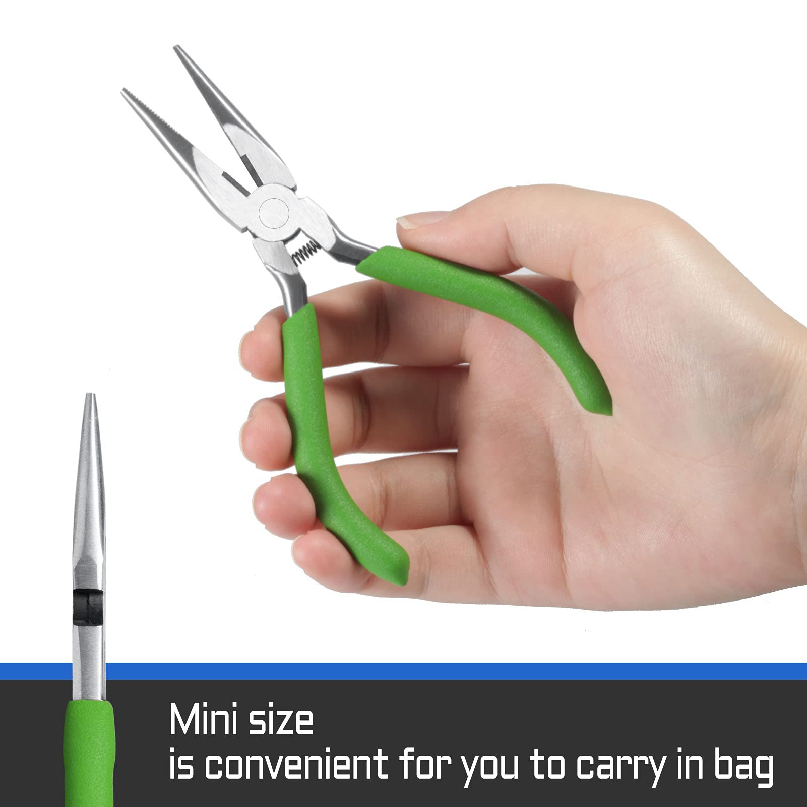 BOOSDEN Lot De 2 Pinces à Bec Long 13 Cm, Mini Pinces à Bec Fin Avec Coupe- Côté, Petites Pinces De Précision à Poignée Ergonomique Pour Électronique