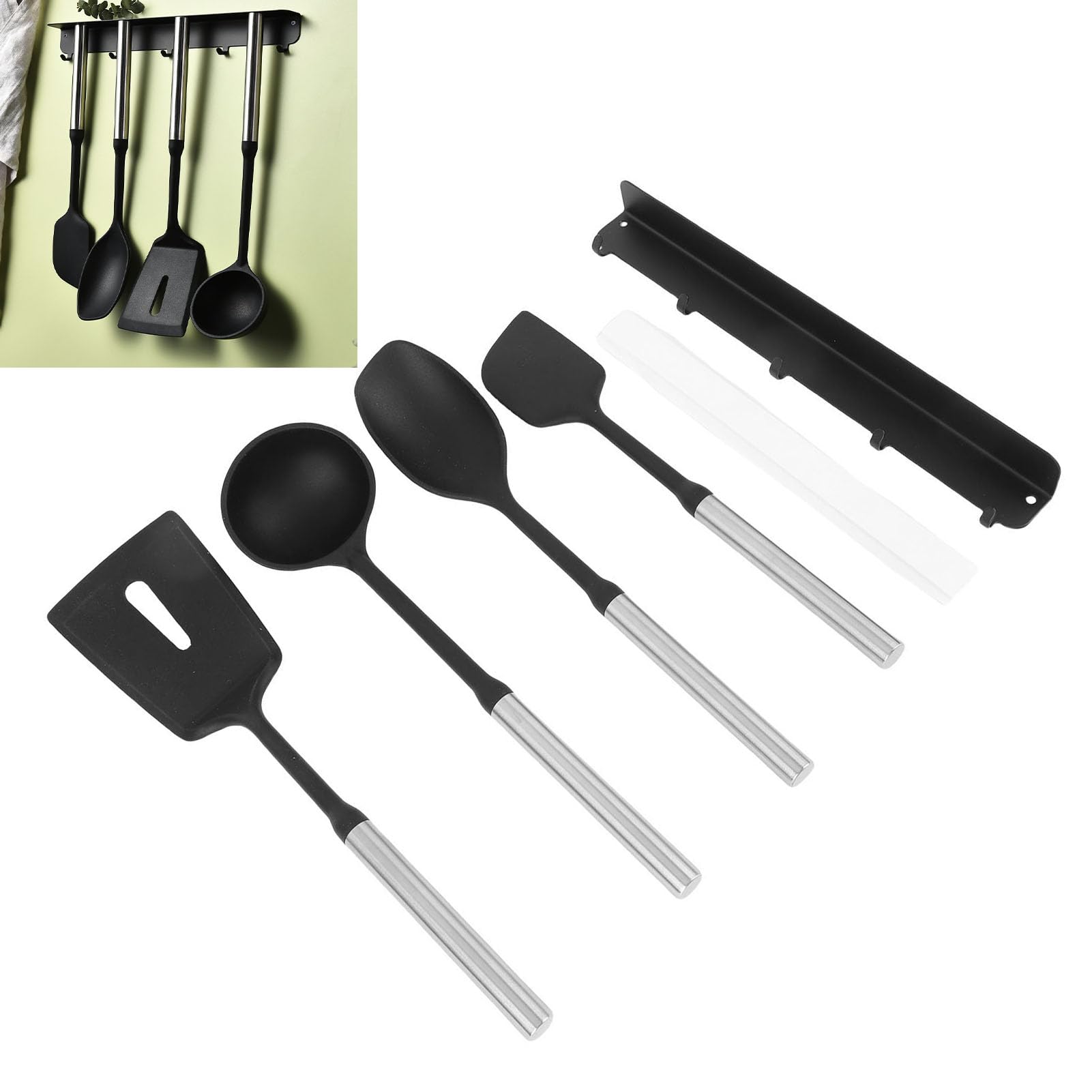 Juego de utensilios de cocina profesional, mango de acero inoxidable 304, herramientas de cocina de silicona, antiadherentes, seguros, silenciosos, para cocinar en casa, ho