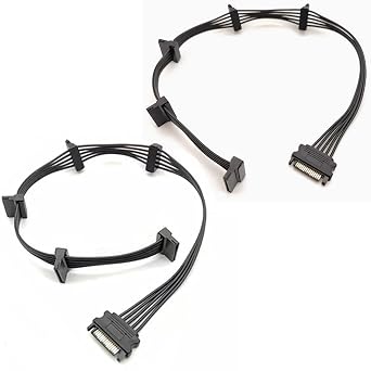 SATA Power Splitter Cable 2Pack Male to 5 Female, 19.7-Inch
