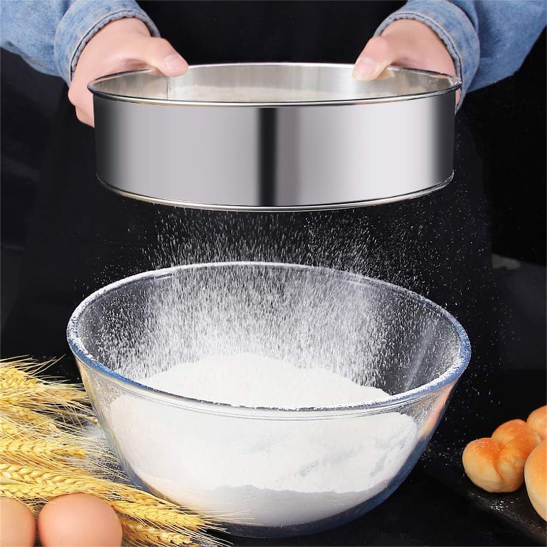 Tamis à farine rond en acier inoxydable de 30 cm pour gâteaux, légumes