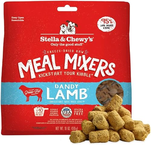 Stella & Chewy's Freeze-Dried Raw Lamb Meal Mixers- Dog Food Topper and Mixer - Made with 95% Grass-Fed Lamb, Organs & Bone - Perfect for Picky