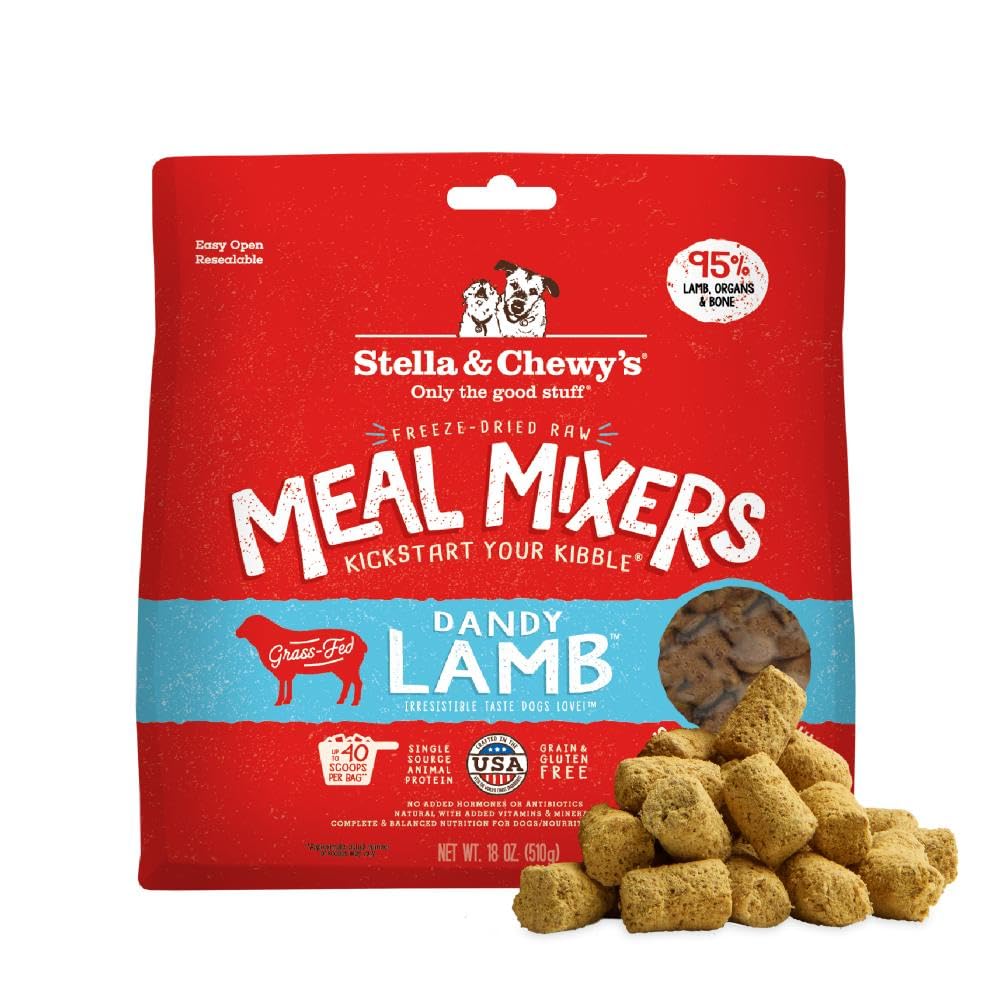 Stella & Chewy's Freeze-Dried Raw Lamb Meal Mixers- Dog Food Topper and Mixer - Made with 95% Grass-Fed Lamb, Organs & Bone - Perfect for Picky Eaters - Grain-Free - 18 oz