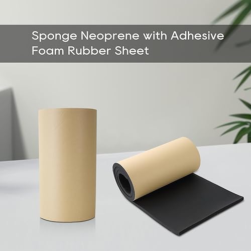Miniatura 10 de NATGAI Esponja de neopreno con lámina de goma de espuma adhesiva de 18 pulgadas de grosor x 12 pulgadas de ancho x 54 pulgadas de largo, cortado a