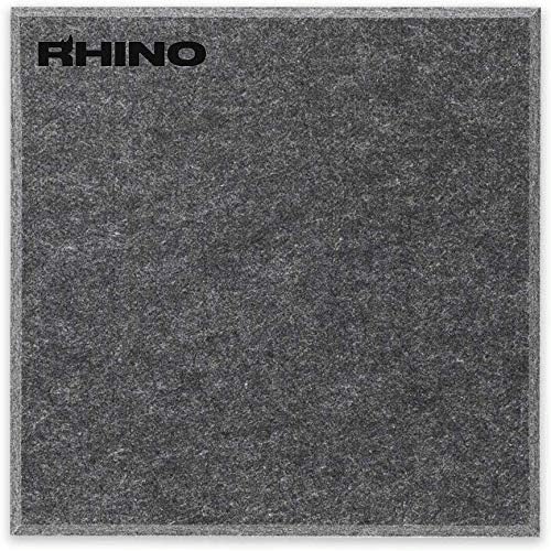Rhino Acoustic Absorption Panel 12" x 12" x 0.4" NRC Sound Proof Padding for Echo Bass Isolation Dark Gray 6 Pieces Beveled Edge for Wall Decoration and Acoustic Treatment
