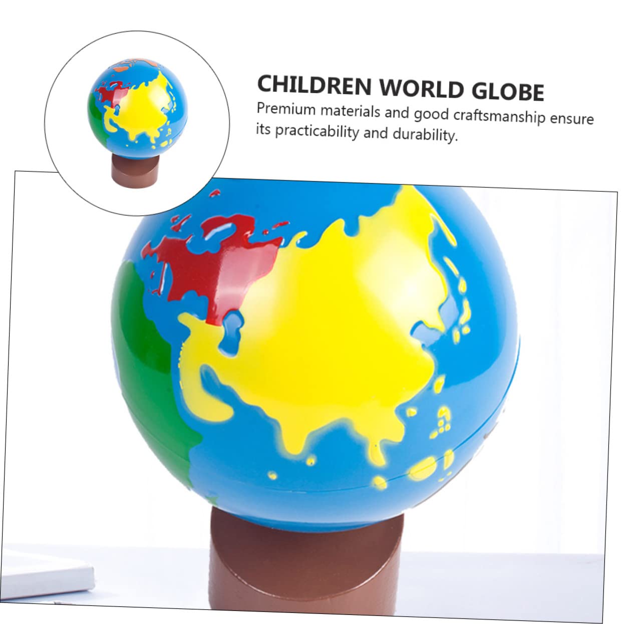 PartyKindom Globo Terráqueo Infantil de Madera para Uso Educativo y Adorno con Pintura Ecológica
