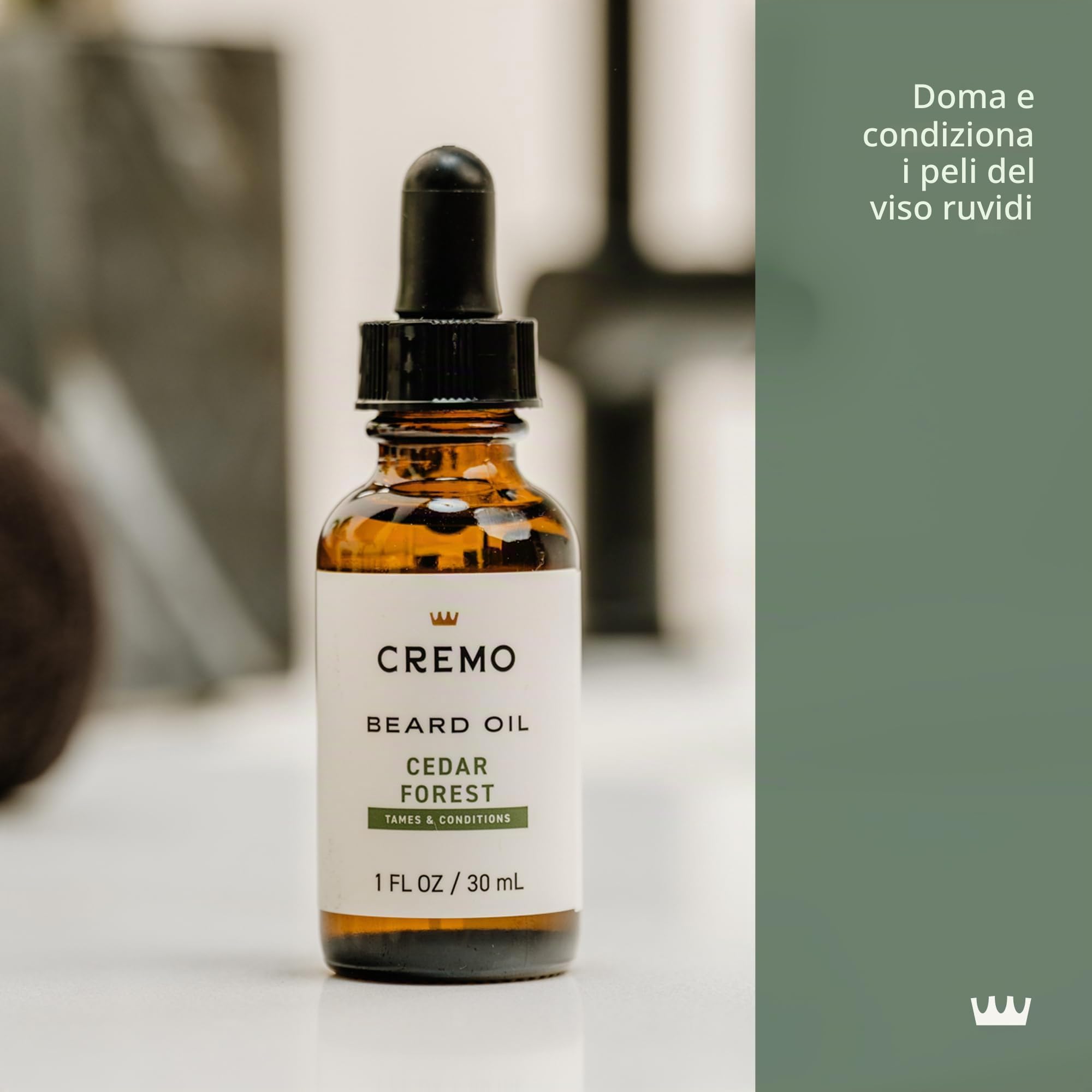 Cremo Olio da barba: ripristina l'umidità, ammorbidisce e riduce il prurito della barba per tutte le lunghezze dei peli del viso, miscela Forest da 28,3 g