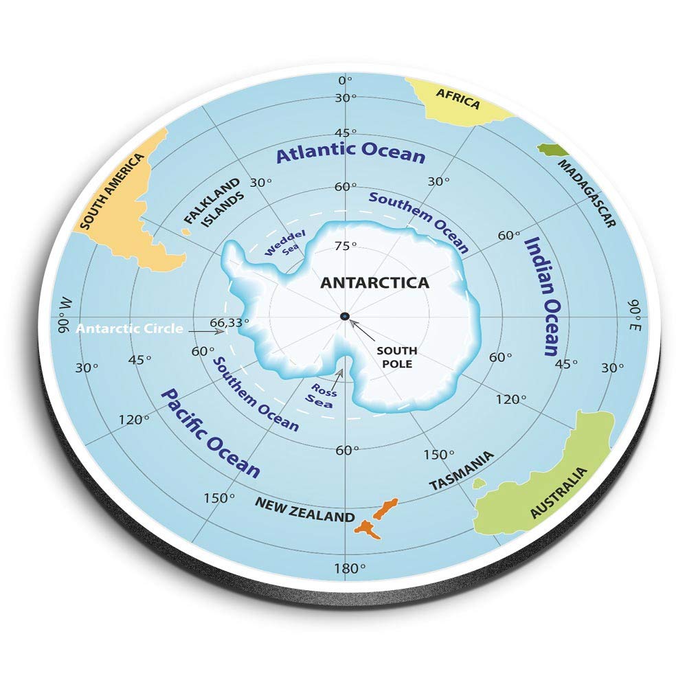 1 x Round MDF Magnet - Antarctica Map South Pole Ice Cap 10936