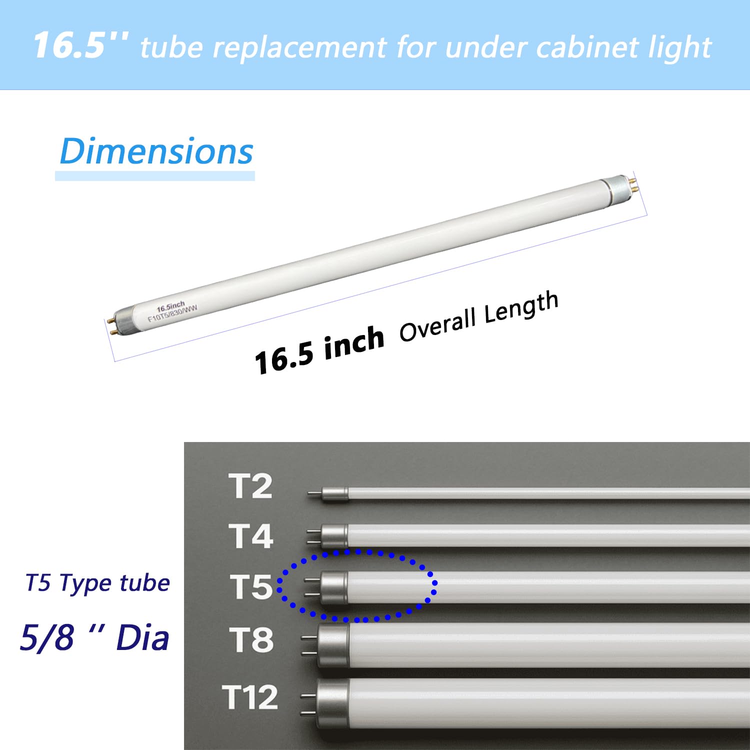 Lot de 2 ampoules fluorescentes Jasco de rechange F10T5/830/L de 40,6 cm, blanc chaud 10 W 3000 K, lumière linéaire F10T5-WW, longueur totale de 41,9 cm