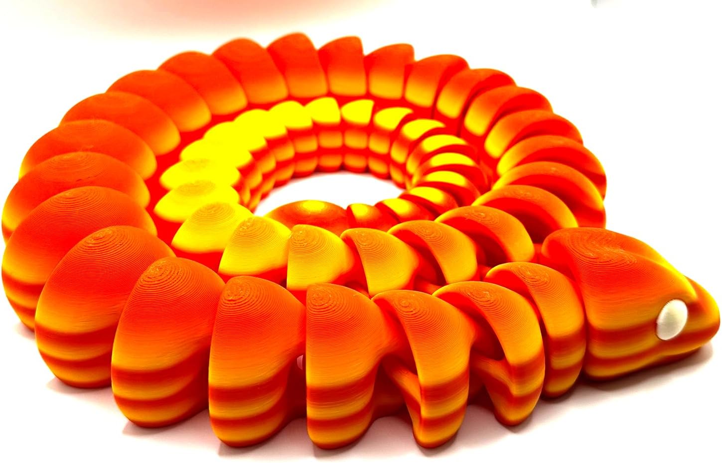 3D Printed Snake Toy Animal for Kids and Adults, PLA Material, Articulating Segments Design, Candy Corn, S