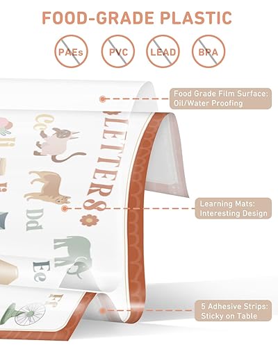 Miniatura 4 de Babebay Manteles individuales desechables para bebé, paquete de 40 manteles individuales adhesivos para niños, para restaurantes, mesa de comedor,