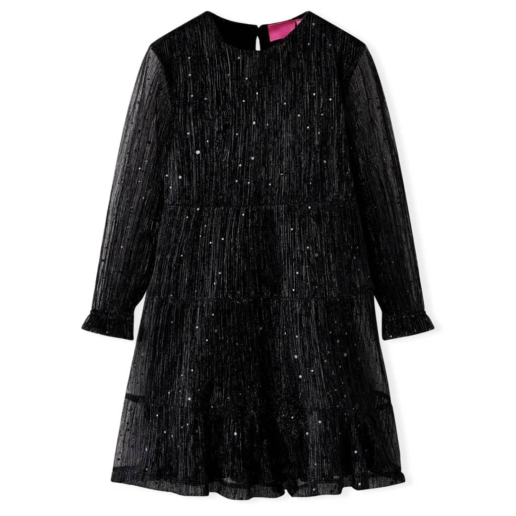 Vestido de manga larga para niños, color negro, adecuado para niñas, niños, bebés, adolescentes, verano, princesa, tul con lentejuelas, transpirable, cómodo, diario, fiesta