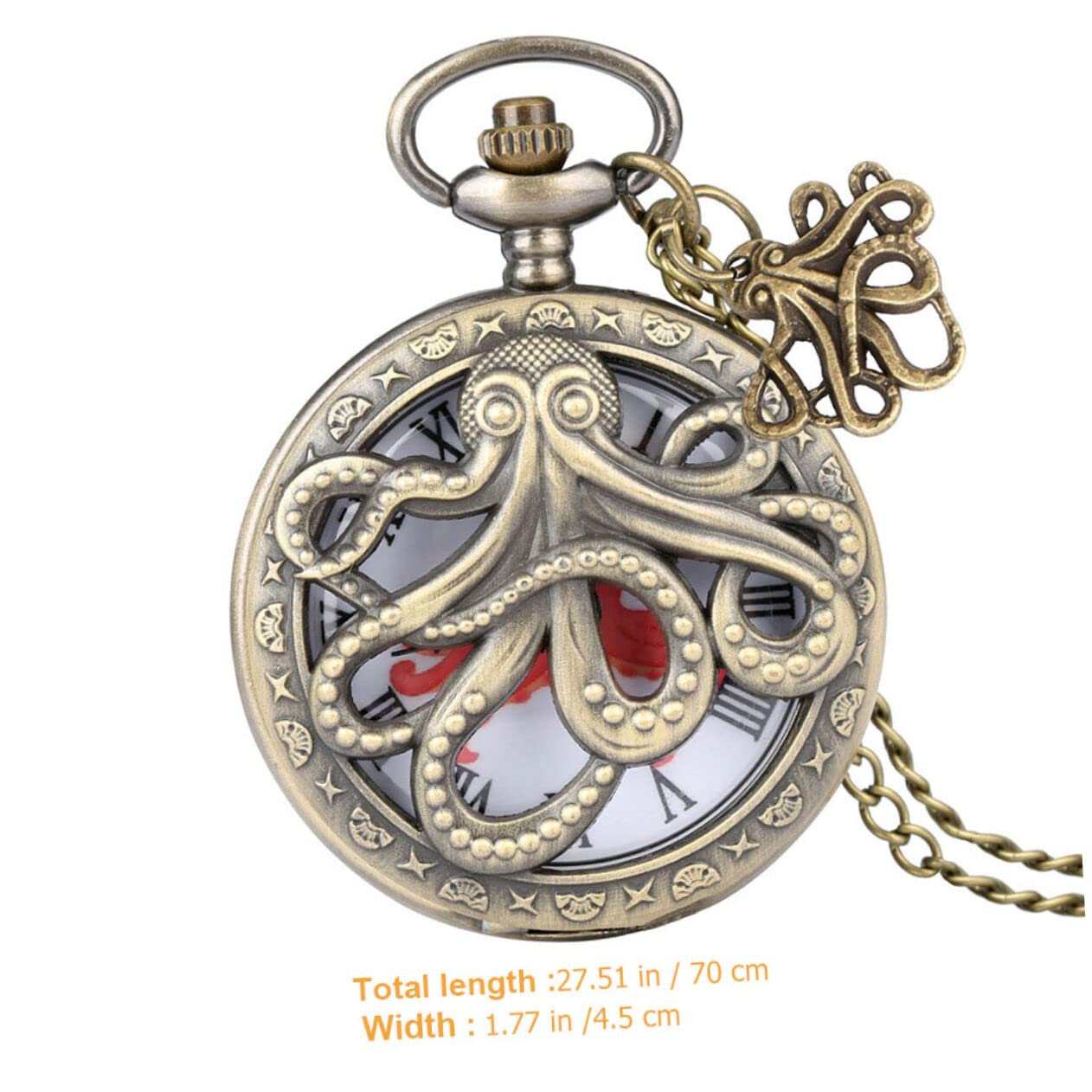Gatuida 4 Pièces Montre De Poche Pieuvre Montres De Poche pour Hommes Chaîne De De e Chaîne De e Cadeau pour Les Hommes De e Ancienne Steampunk Alliage Collier