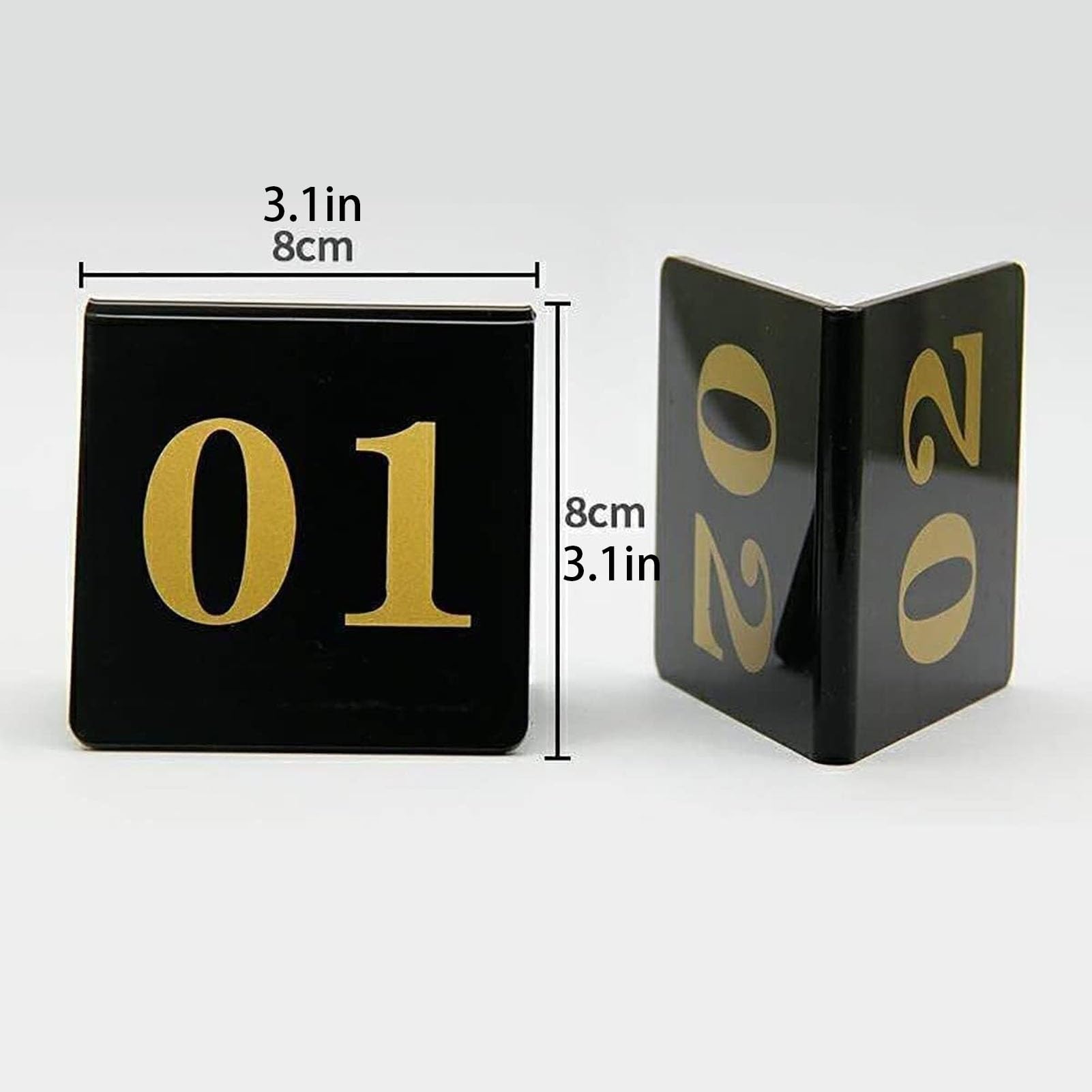 Placas de mesa de acrílico para restaurantes, Números de Mesa Acrílico for Eventos Blanco y Negro 1-70 Doble Cara 8x8cm(White,1~20)