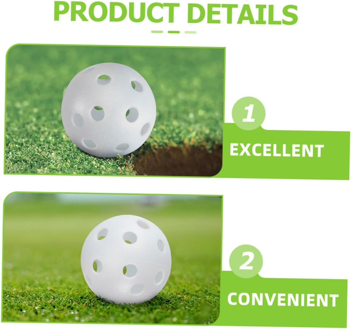 Sosoport 100pcs Golf Practice Balls Plastic Hollow Golf Training Balls Indoor Swing Training for White