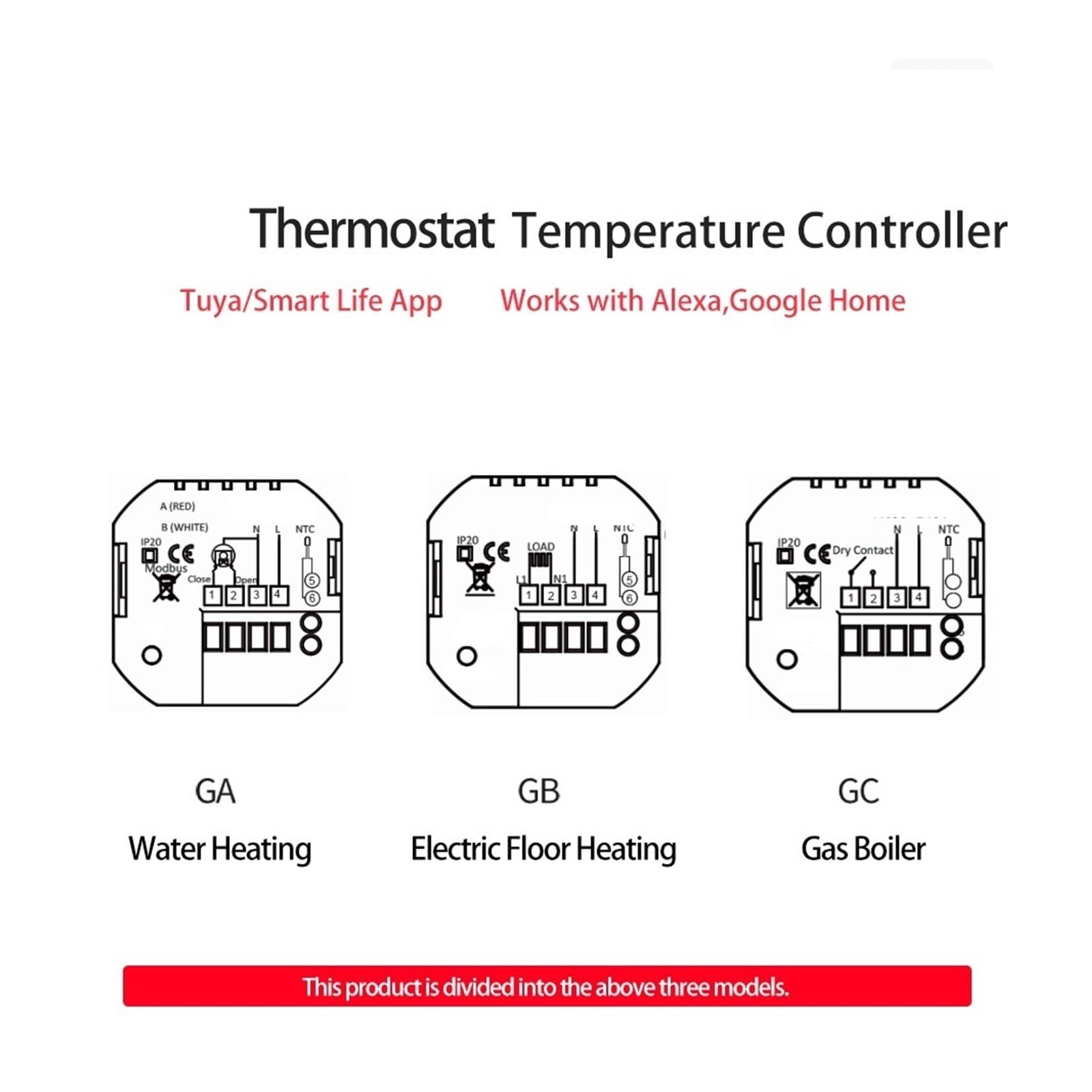 Termostato de calefacción WiFi, Caldera Gas Suelo Caliente, Controlador Temperatura Digital, Vida Inteligente Ahorra EnergíA Y Costes De CalefaccióN(Black,WZ-006-GA)
