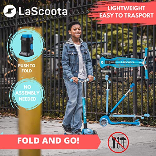 Lascoota Kick N Roll Scooter For Kids, 3 Wheel Adjustable Height Scooter With Led Flashing Wheels And Anti-Slip Deck, For Riders Aged 3-12 And Up To 100 Lbs. #TOP5