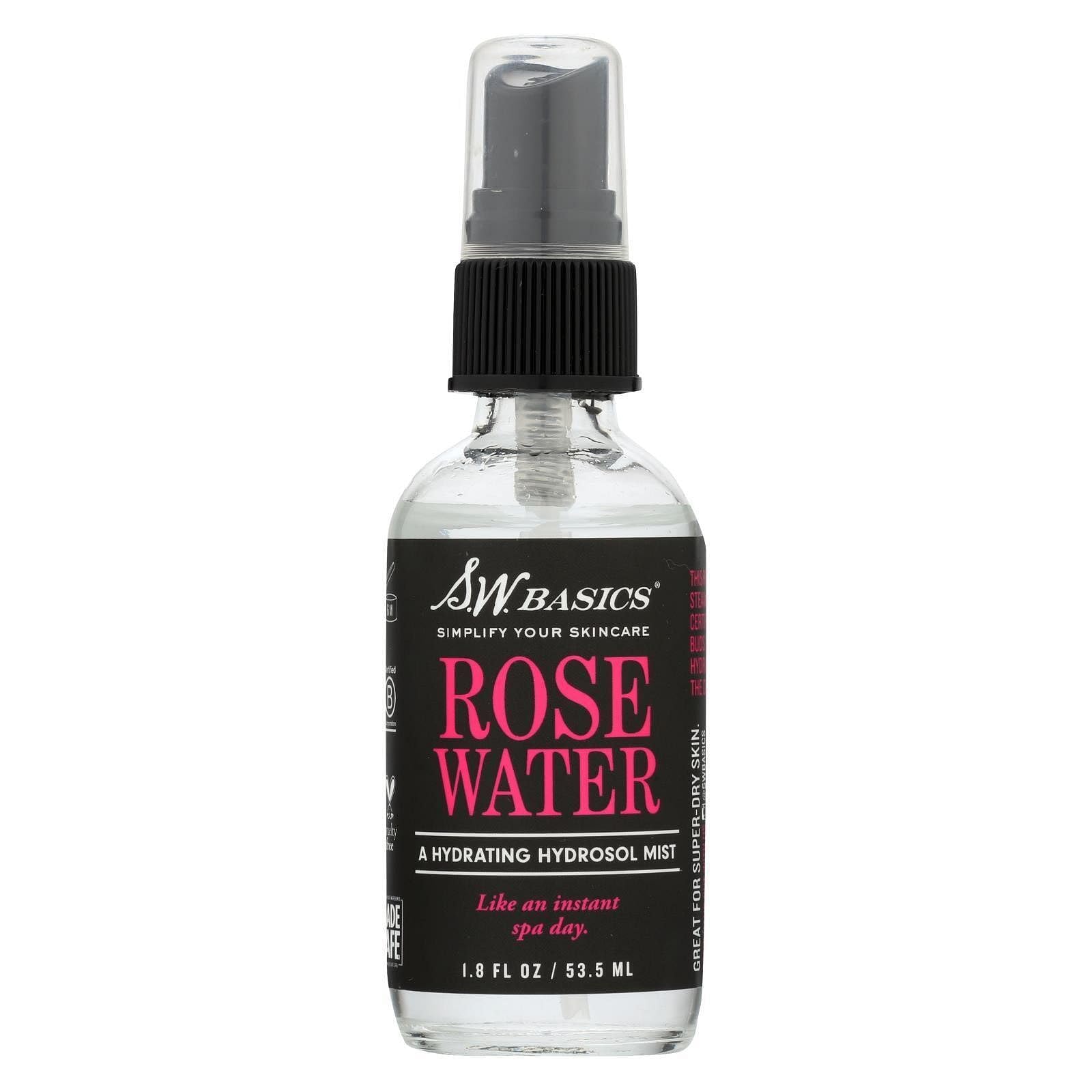 S.W. Basics A Refreshing Skin Toning Mist Organic Rose Water Face Spray, Rosewater, 1.8 Fl Oz