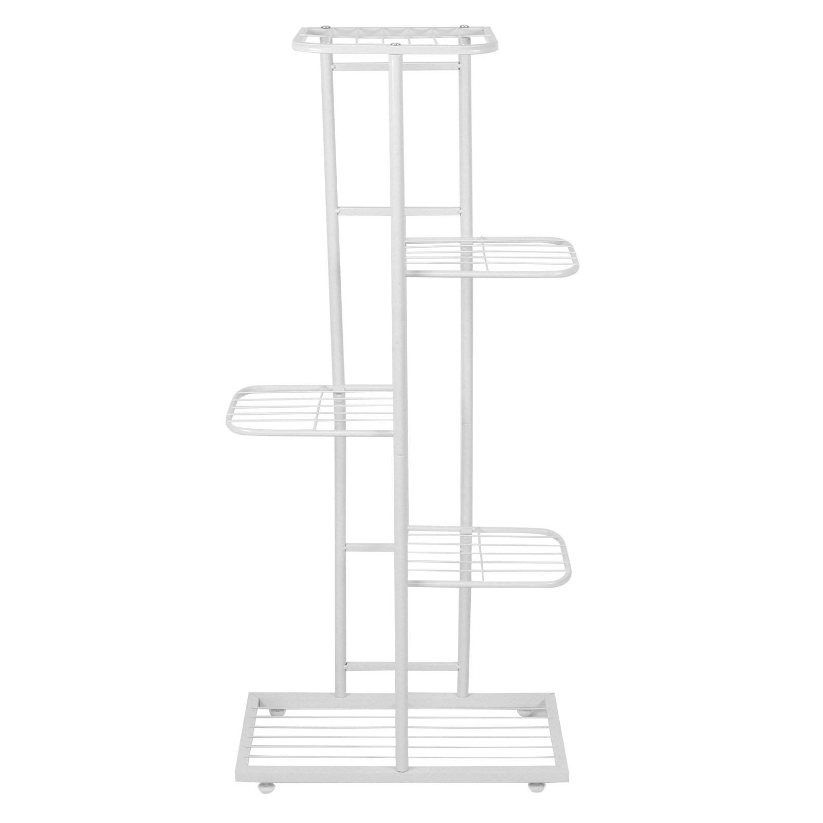 Porta piante in metallo portavasi in ferro battuto, porta piante da esterno con 5 ripiani, porta fioriera mensola porta fiori per balcone di casa giardino 22x43,5x96,5 cm(bianca)