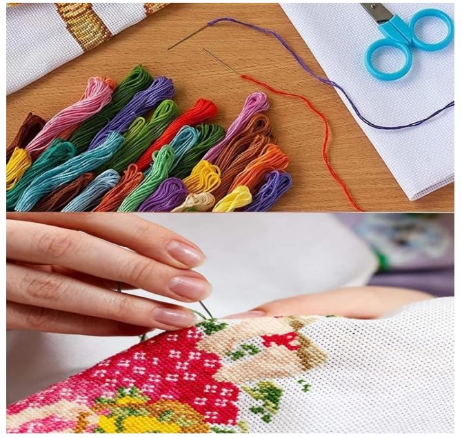 Broderie imprimé Koi fleuri kit point de croix 11CT avec canevas de coton de qualité supérieure