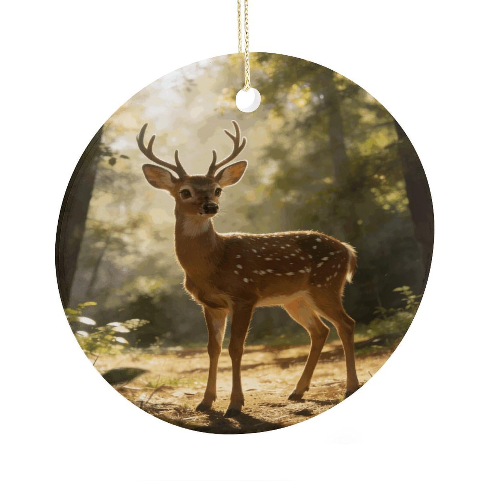 Fodpand Women's Style Deer Encounter The Dawn Light Ceramic Christmas Ornament,Wall Hanging Decor Windows Hanging Decor Best Friend Birthday Gifts, Friendship Gifts Car Hanging Ornament Gift For Girls, Teachers 2.9