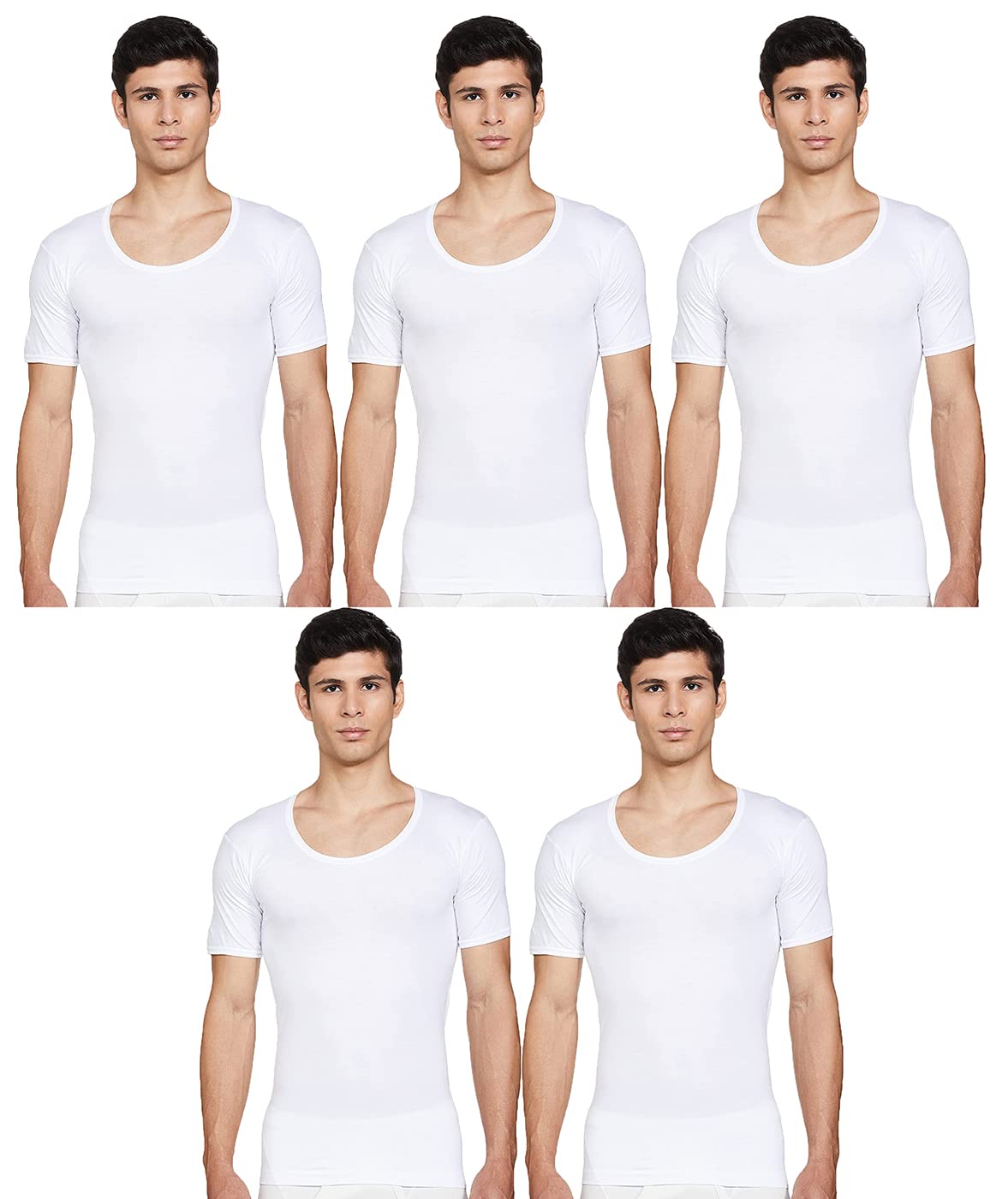 onch Men White Round Neck Halfsleeve Cotton Vest (Pack of 5)-picture-29