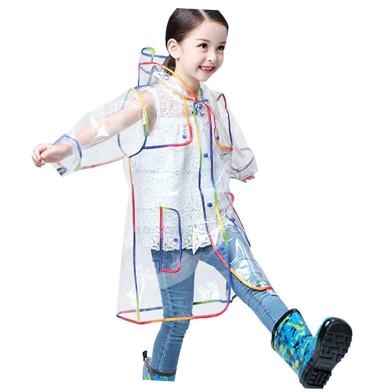 BESPORTBLE impermeabile trasparente chiaro poncho vello cappotti copertina cagoule cappe impermeabili hood kiddikutter impermeabile portatile impermeabile per con cappuccio Colorful
