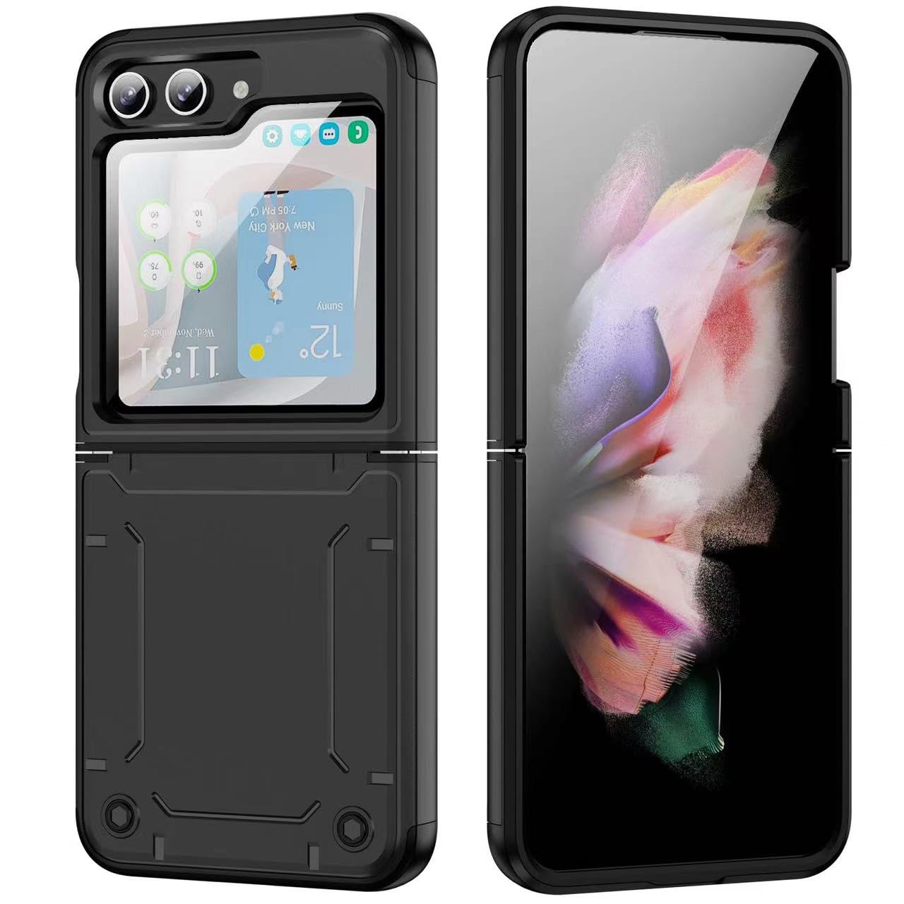 Axtcoolfor Galaxy Z Flip 5 Case with Hinge Protection,Samsung Flip 5 Heavy Duty Shockproof Full Body Protective Phone Case Cover for Z Flip 5 5G(2023)-Black