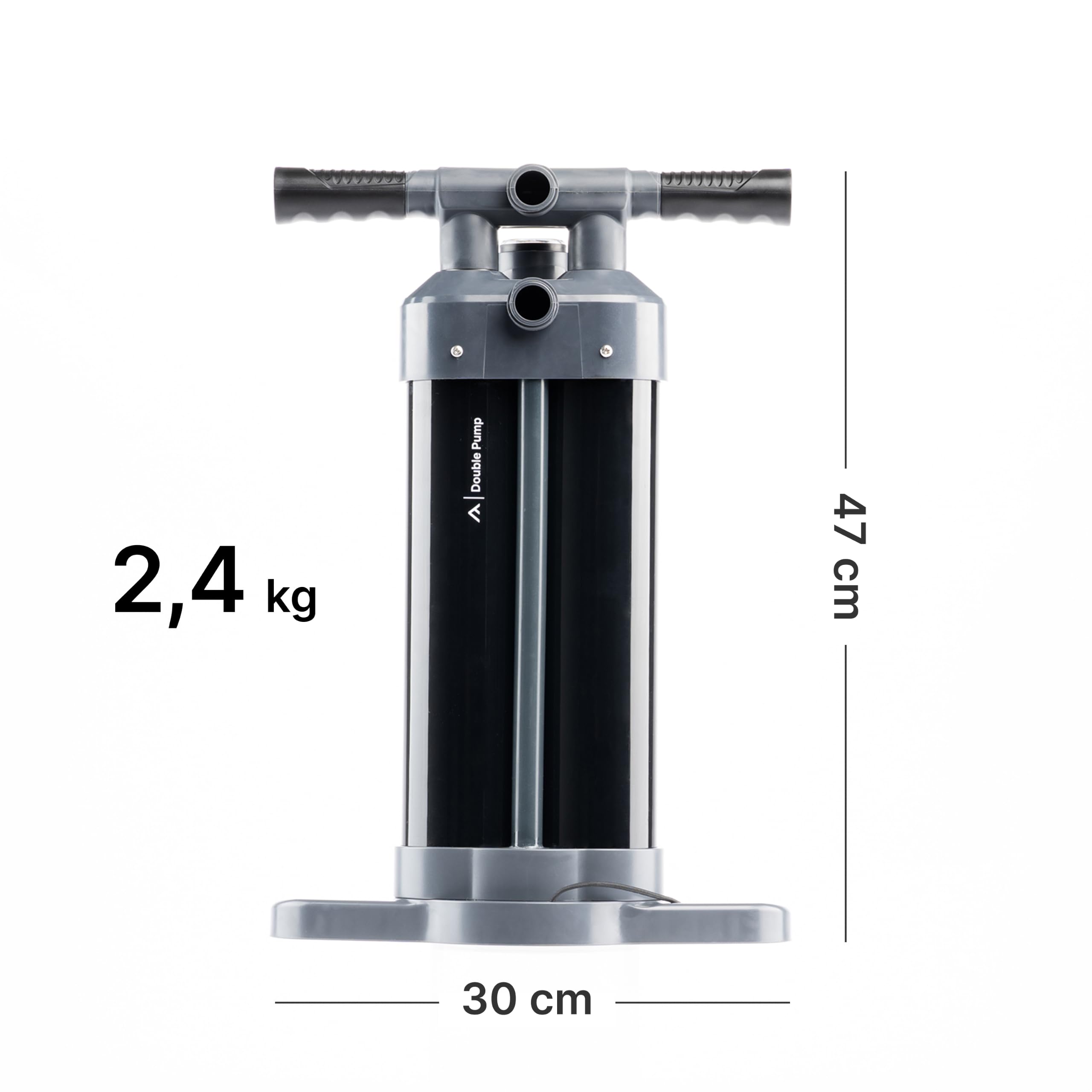 qeedo Luftpumpe Double Pump Doppelhub-Handpumpe 29 PSI/2,0 bar, Triple-Action, Manometer, für SUP, Kajak, Zelt & Luftmatratze