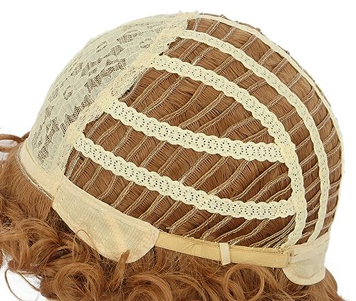 Perruque courte bouclée marron clair la solution parfaite contre les cheveux clairsemés