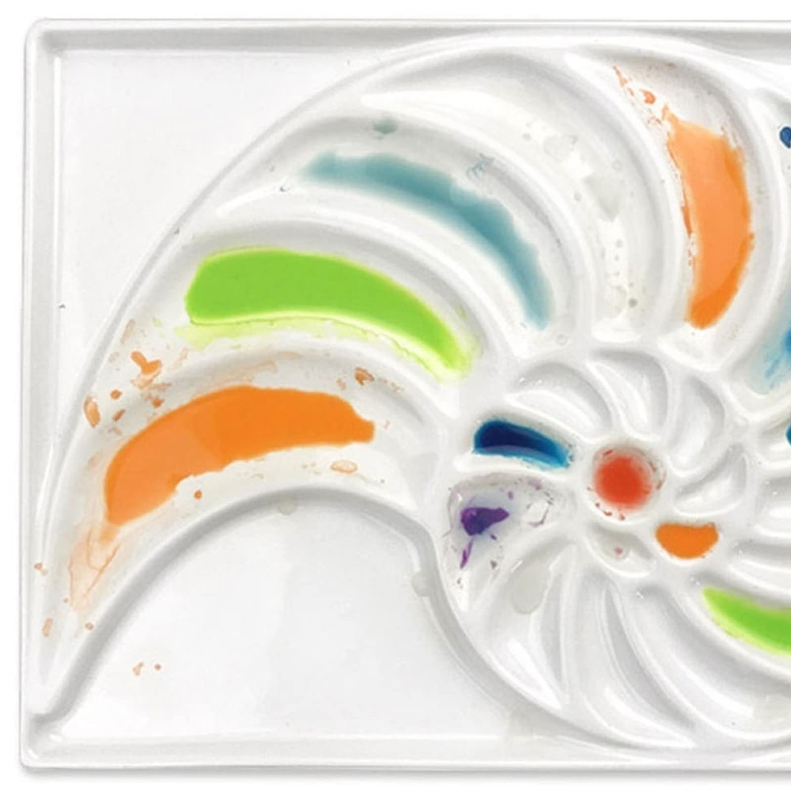 Paleta de cerámica para artistas, paleta de acuarela de caracola blanca, adecuada para acuarela, gouache, bandeja de mezcla de pintura al óleo