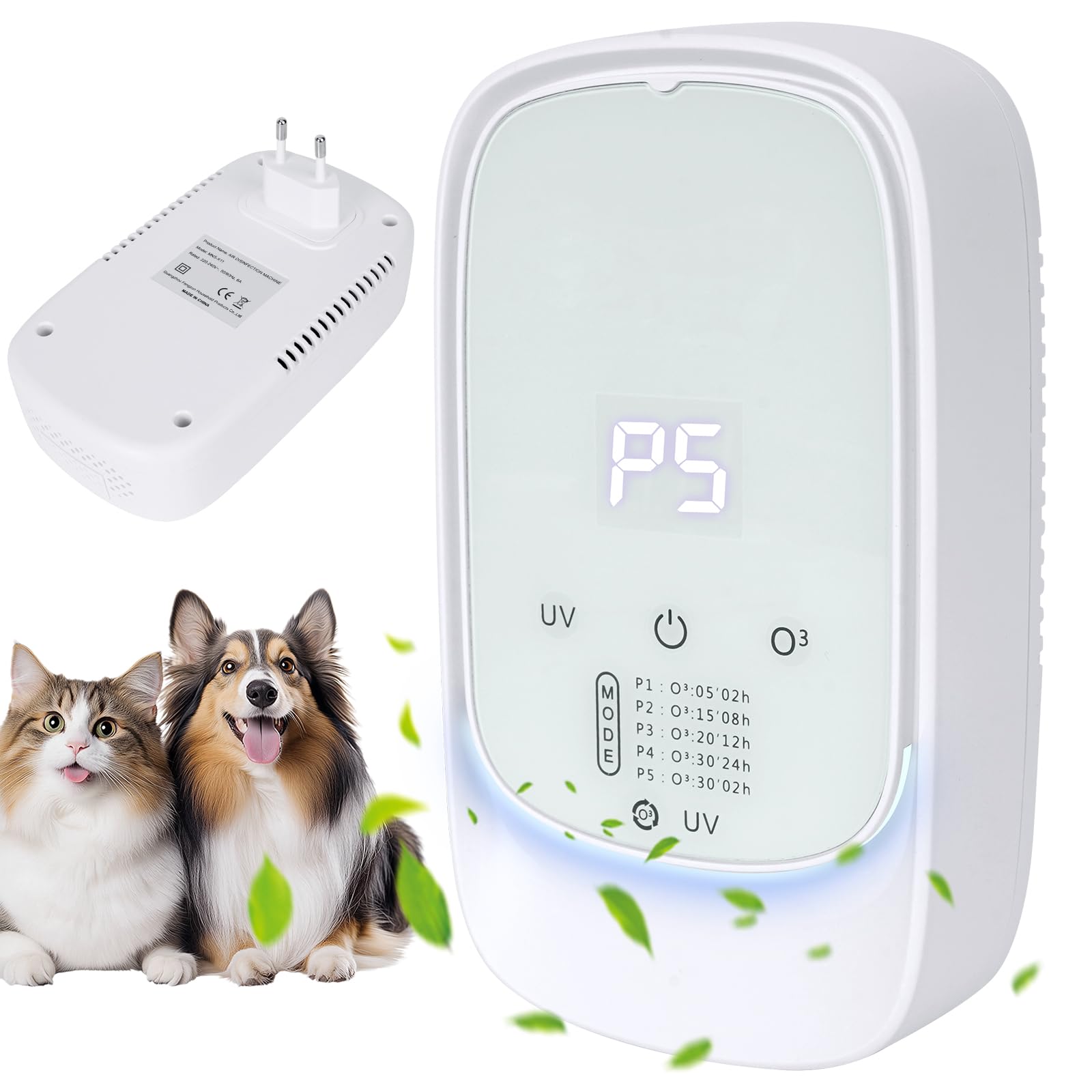 Luftreiniger für Zuhause & Schlafzimmer, Plug-In Mini Luftreiniger mit Ozon, Geruchsentferner für Rauch, Haustiere & Schuhe, Leise & Filterlos, Für Küche/Büro/Bad/Alle Arten von Katzentoiletten