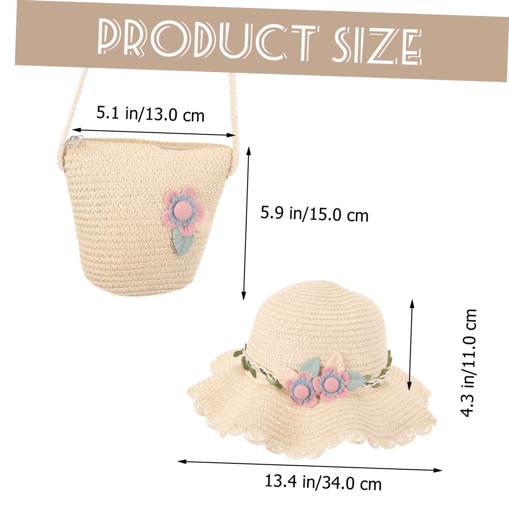 DECHOUS Sombrero De Sol con Bolso De Mano para Niñas para Playa y Fiestas De Té Protector UV