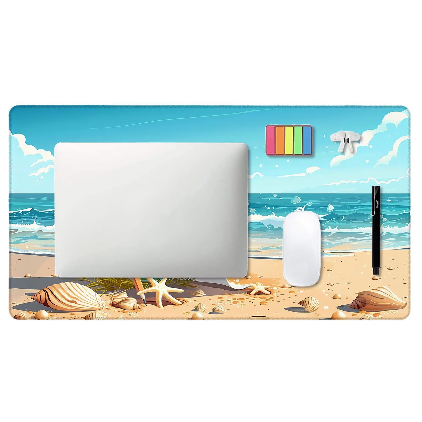 Podkładka pod mysz XXL 1000 x 500 mm, podkładka pod mysz plażową, podkładka pod mysz do gier z antypoślizgową gumową podstawą, butelka na biurko ze zszytymi krawędziami, XXL podkładka pod mysz do gier