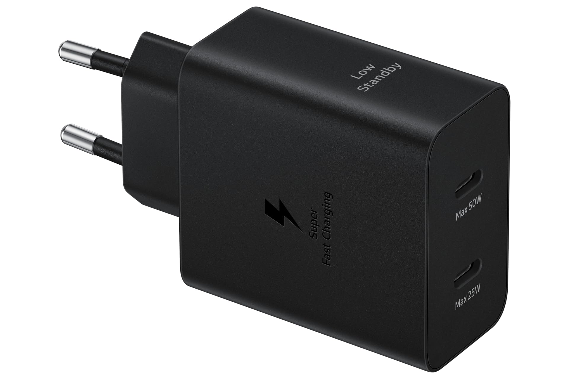 Samsung Schnellladeadapter Duo inklusive Datenkabel EP-T5020X, original USB Type-C Ladegerät mit Zwei Anschlüssen, 1x 50 Watt, 1x 25 Watt