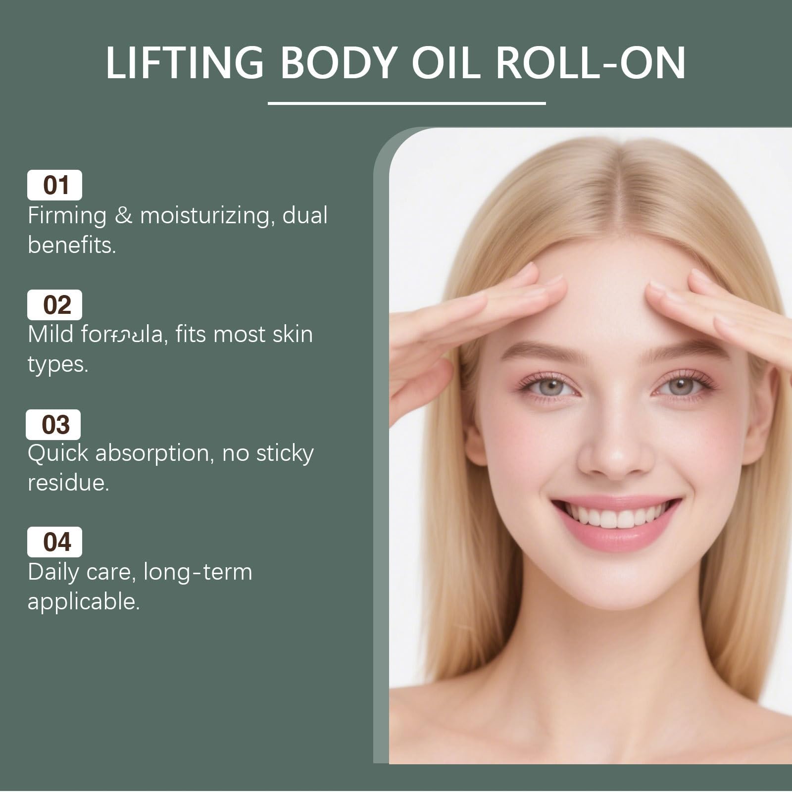 Kolagen Lifting olejek do ciała, szybko wchłaniające, nietłuste serum do pielęgnacji skóry – Roll-on olejek do ciała, przeciwstarzeniowy, ujędrniający i ujędrniający skórę, jedwabisty nawilżający (5