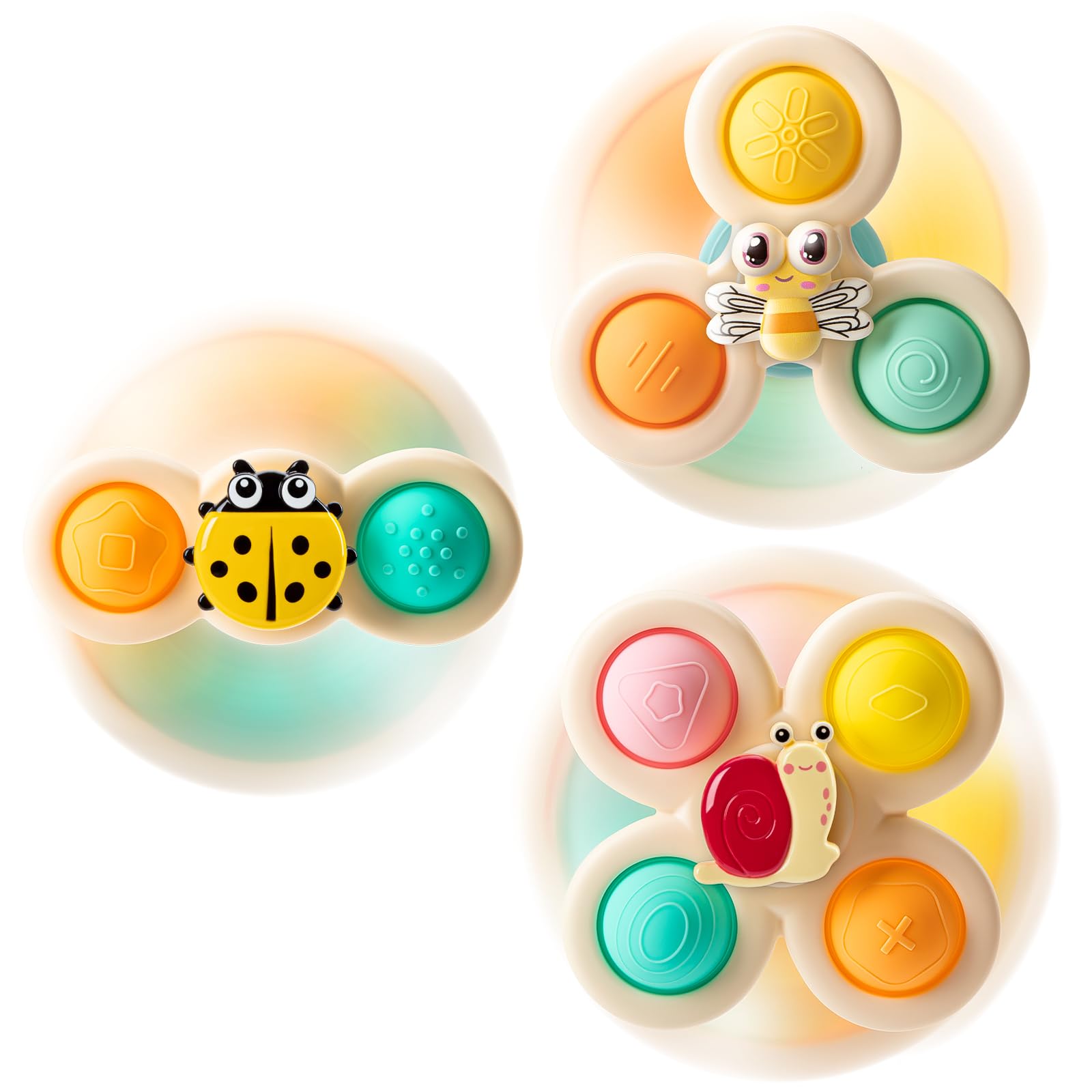3PCS Suction Cup Spinner Toys for 1 2 Year Old Boys Spinning Toys Baby Toys 12-18 Months Sensory Toys for Toddlers 1-3 First Birthday Baby Gifts for 1 Year Old Girls