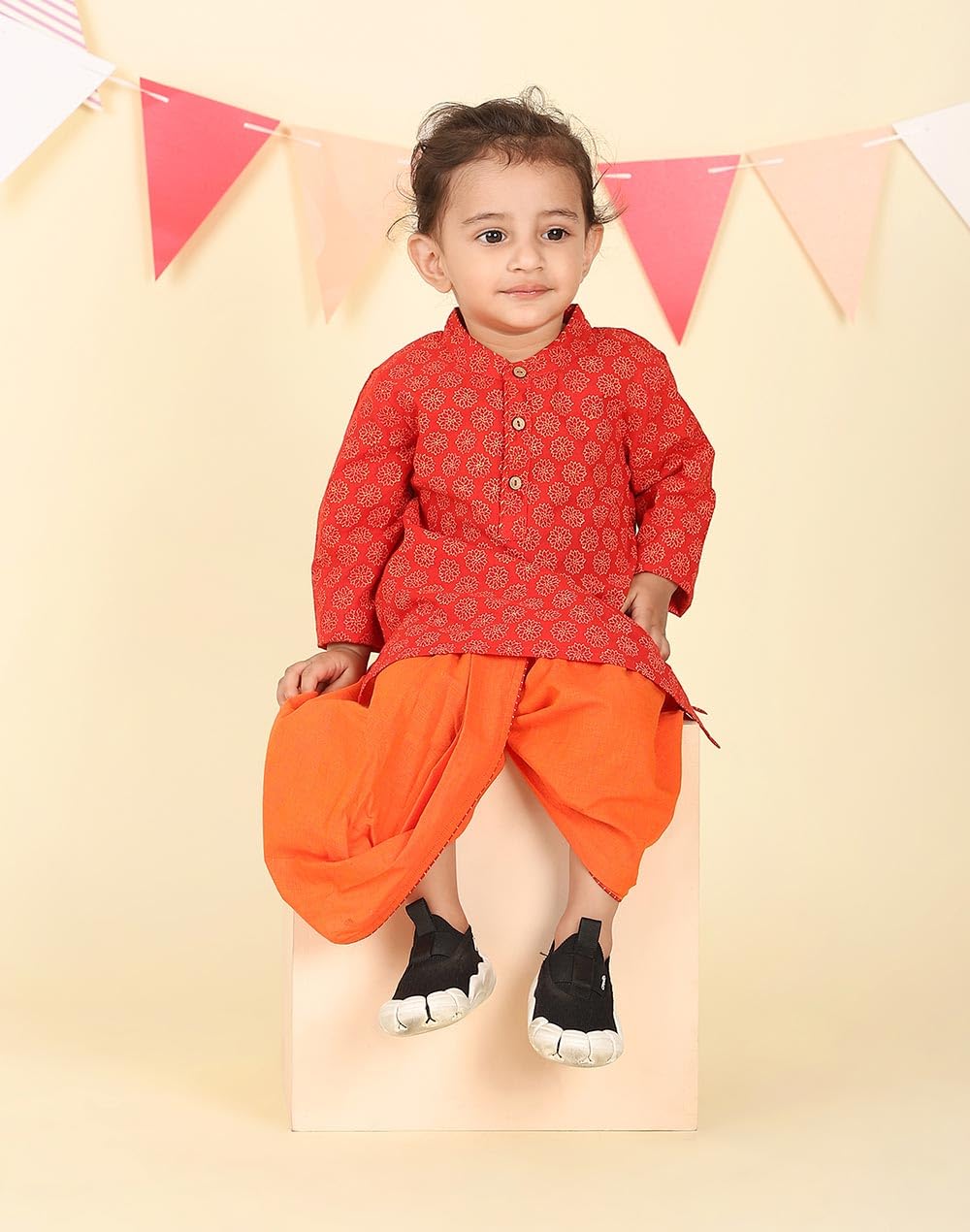 Fabindia Red Cotton Hand Block Printed 2pc Dhoti Set 3