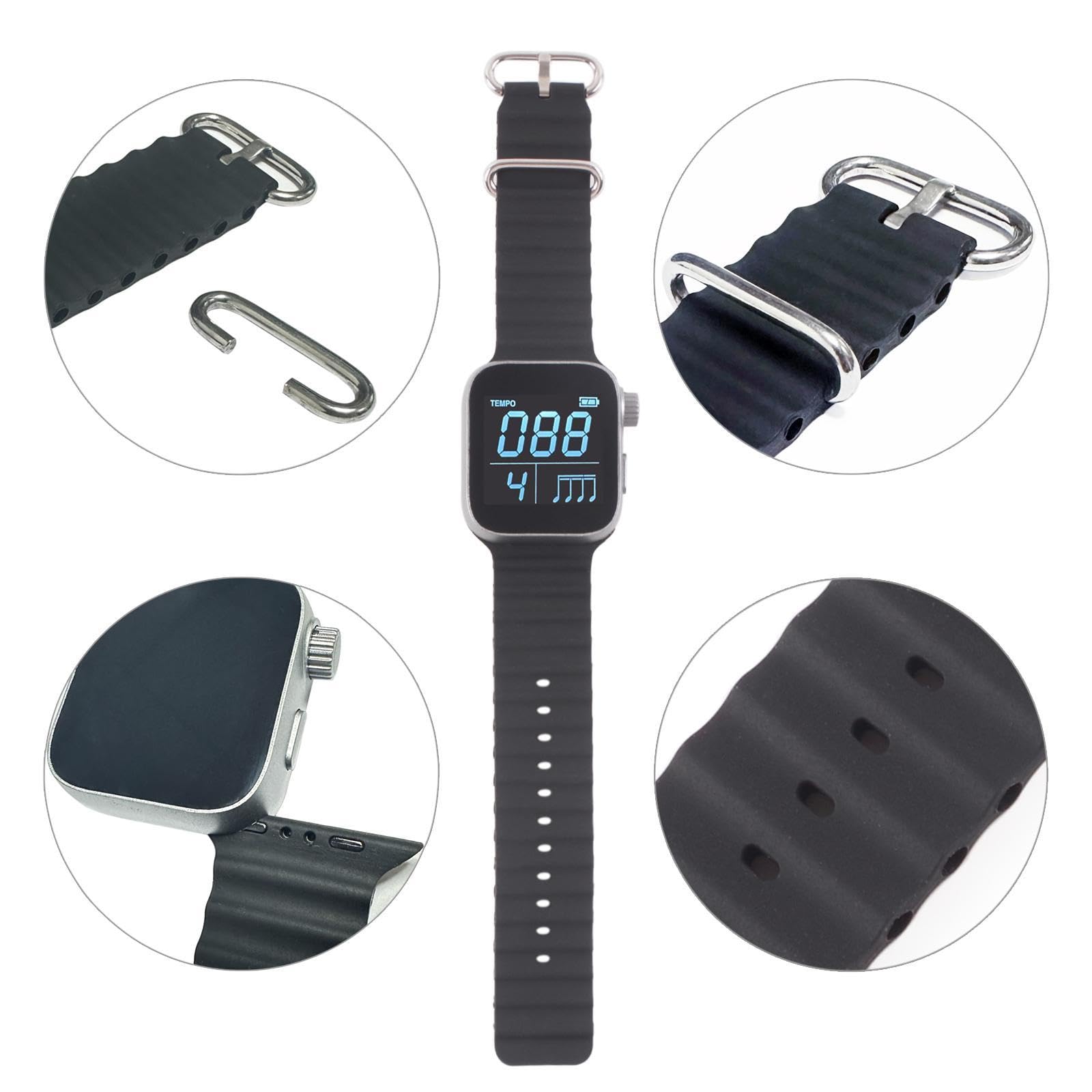 LOVIVER Montre Métronome Portable, Montre Métronome à Vibrations Volume Réglable, Battement Tap Beat Tempo Métronome Électronique pour Batterie Piano