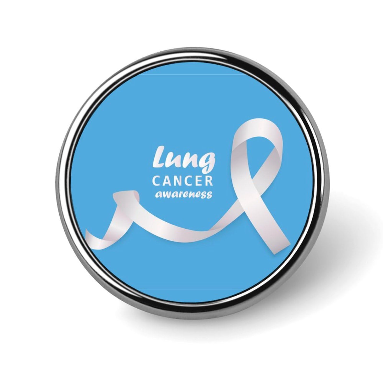 White Ribbon Lung Cancer Awareness Month Pins Round Buttons Brooches Enamel Lapel Pin Party Supplies Decor Badges for Hats Clothes Bags