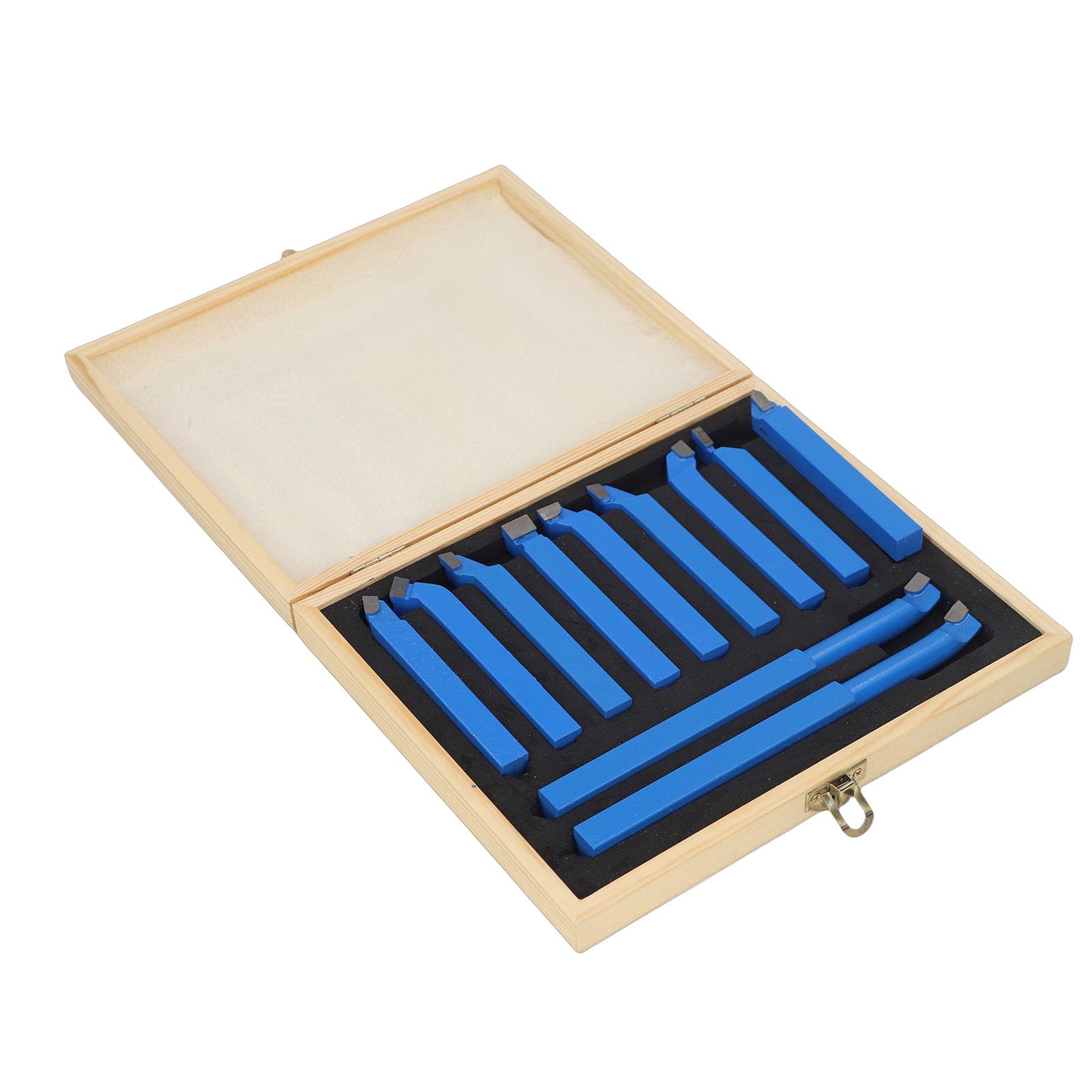 Hartmetall Drehstahl Satz, Drehmeißel Set Drehen Fräsen Schneiden Werkzeug Set, Drehmeissel set Wendeplatten-Drehmeißel Mit Holzkoffer für Drehmaschinen 12x12 mm