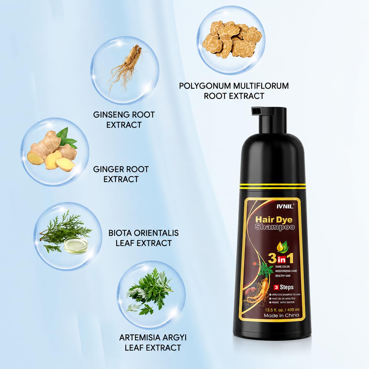 Amazon.com : Ivnil Brown Hair Dye Shampoo for Gray Coverage Hair